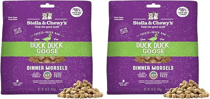 Stella & Chewy's Freeze-Dried Raw Cat Dinner Morsels - Premium Duck & Goose Recipe with 98% Cage-Free Poultry-& Organs - Natural Grain-Free Cat-& Kitten Food - Made in USA - 18 oz,(Pack of 2)