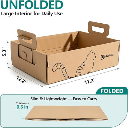 6-Pack Large Disposable Cat Litter Box, Recyclable Cardboard, Waterproof & Leak-Resistant, Portable for Travel, Temporary and Home Use