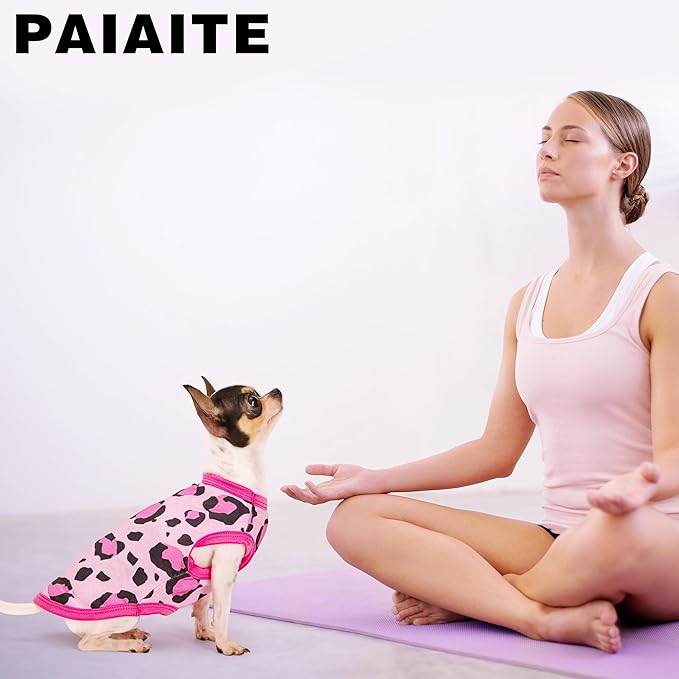 Adorable Pink Leopard Dog Shirt: Lightweight Polyester Cartoon Puppy Vest, Small Medium & Large Dog T-Shirt, Summer Pet Clothes, Cute Dog Apparel, Breathable Dog Tank Top XXL