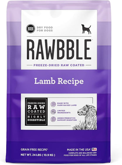 BIXBI Rawbble Freeze-Dried Raw Coated Dog Food, Lamb – Fresh Meat, No Meat Meals, Grain-Free – USA Made, 24 lbs