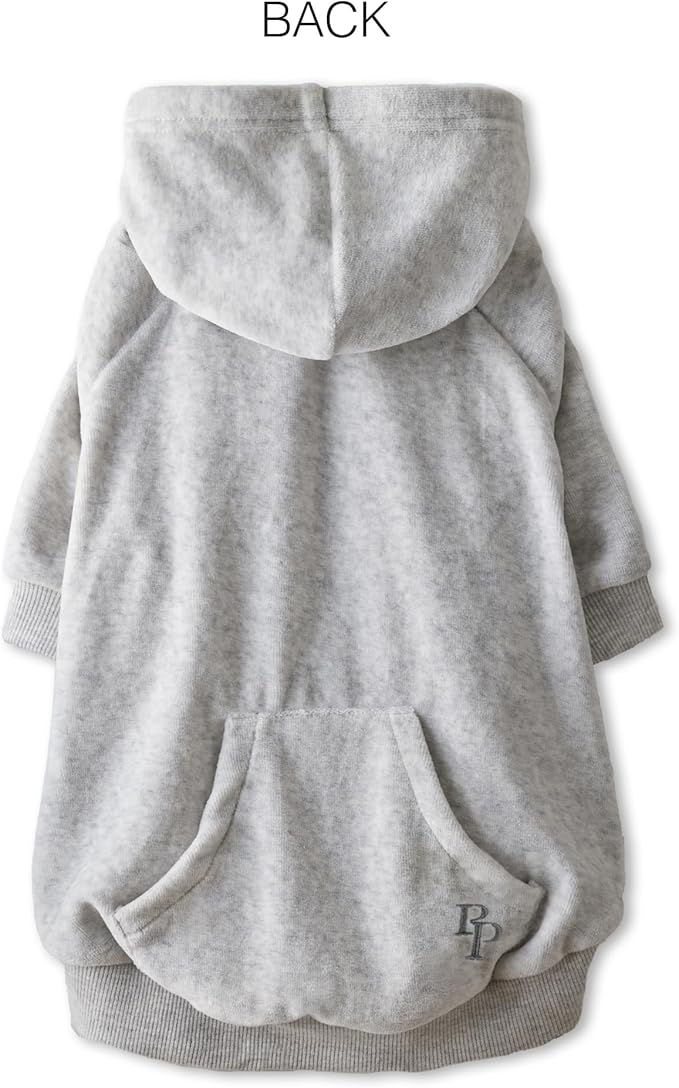 Pet Passion Cooper II Organic Cotton Velour Dog Hoodie Pet Coat for Small, Medium and Large Dogs, Light Heather Gray, XXX-Small (up to 5lbs)