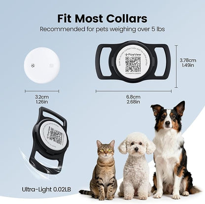 Smart Dog Tracker for Collar, for iOS & Android, Pet Location Tracker with Holder, No Monthly Fee, Real-Time Location Updates, IPX6 Waterproof, 365 Days Battery Life, GPS Dog Tracker, Black