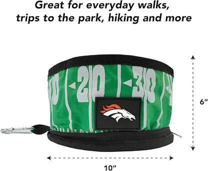 NFL Denver Broncos Pets First Collapsible Dog Travel Bowl Set, 2 Pack Food and Water Bowls for Dogs, Best Portable & Lightweight Leak-Proof Dog Bowls for Travel