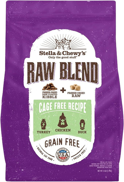 Stella & Chewy's Raw Blend Premium Kibble Cat Food – Grain Free, Protein Rich Meals – Cage-Free Poultry Recipe – 2.5 lb. Bag