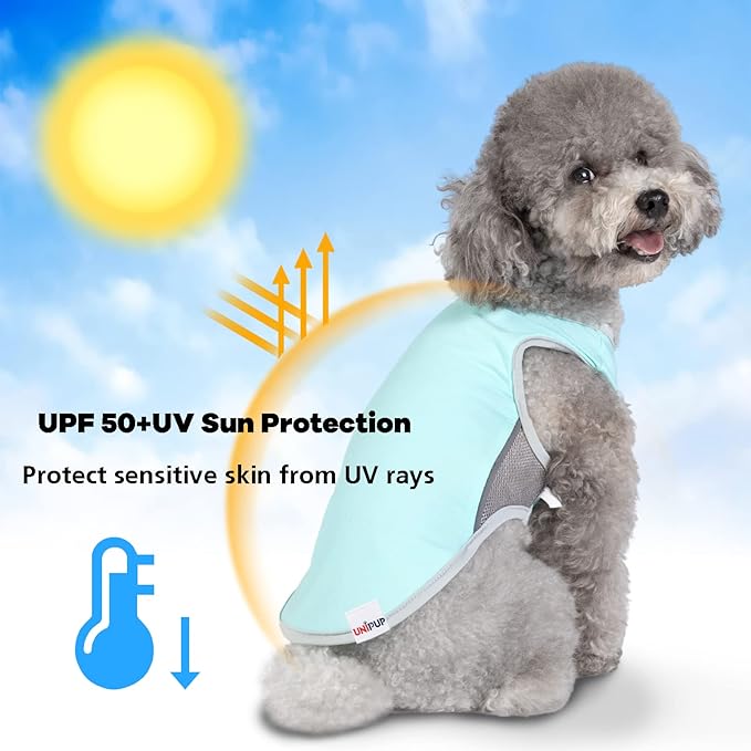 UPF 50+ Sun Protection Dog Shirt for Small Dogs - Breathable Sleeveless Vest with Reflective Strips, Sports Fan Pet T-Shirt, Lightweight UV Protective Apparel P23ST00501S