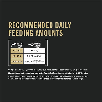 Purina Pro Plan High Protein, Digestive Health Large Breed Dog Food Dry, Chicken and Rice Formula - 18 lb. Bag
