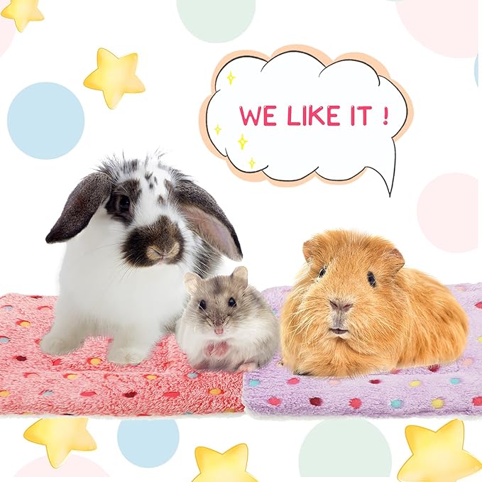 Jetec 3 Pcs Bunny Guinea Pig Beds Soft Bunny Mats Warm Guinea Pig Mat Small Animal Winter Bed Pads Fleece Sleeping Pads for Indoor Rabbit Hamster Squirrel Hedgehog Chinchilla Ferret(Dots)
