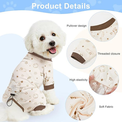 Bienbee Dog Pajamas, 4 Pack Dog Recovery Suit Shedding Suit Cute Soft Puppy Clothes Dogs Pjs Onesies Jammies Adjustable Breathable & Stretchy Clothes for Small Medium Large Dogs Girl Boy Puppy-L