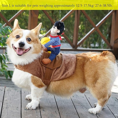 SEIS Pet Riding Costume Novelty Pet Supplies Cowboy Rider Horse Riding Designed Dog Apparel Party Dressing up Clothing Halloween (L)