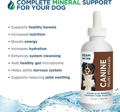Beam Minerals Complete Canine Multi-Minerals | Full-Spectrum Minerals for Dogs | Contains Humic & Fulvic Acid | 4 fl Oz
