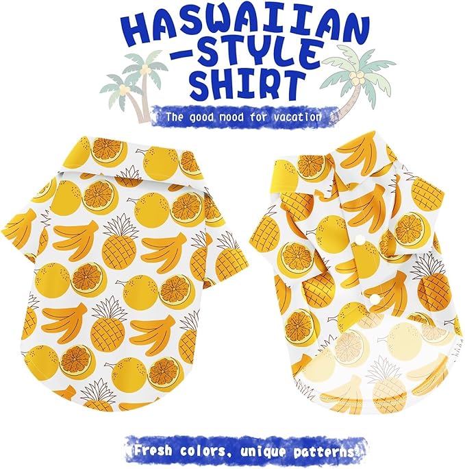 Hawaiian Dog Shirt – Lightweight and Breathable Summer T-Shirt with Tropical Prints, Fun Beach Outfit for Small, Medium, and Large Dogs, Perfect for Hot Days and Outdoor Vacation.Fruit 3XL