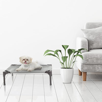 Elevated Dog Bed - 24.5x18.5-Inch Portable Pet Bed with Non-Slip Feet - Indoor/Outdoor Dog Cot or Puppy Bed for Pets up to 25lbs by PETMAKER (Gray)