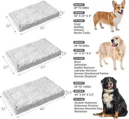 Orthopedic Dog Bed for Medium Dogs, Dual-Layer Memory & Egg-Crate Foam, Washable Warm Winter Plush Cover, Waterproof Liner, Non-Slip Bottom, Crate/Kennel Pad, 35 x 22 Inch, Gray