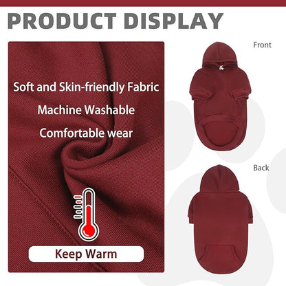 KOOLTAIL Dog Hoodie for Large Medium Small Dogs,Soft&Warm Pet Sweater with Leash Hole and Pocket Boy Girl,Puppy Fall Winter Jacket Clothes,French Pitbull Cold Weather Coat Sweatshirt,Deep Red S