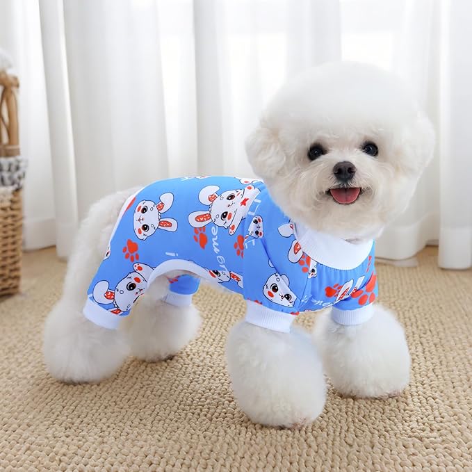 XPUDAC Easter Dog Pajamas Soft Stretchy Bunny Dog Clothes for Small Medium Dogs Pet Jumpsuit Cat Apparel-XS