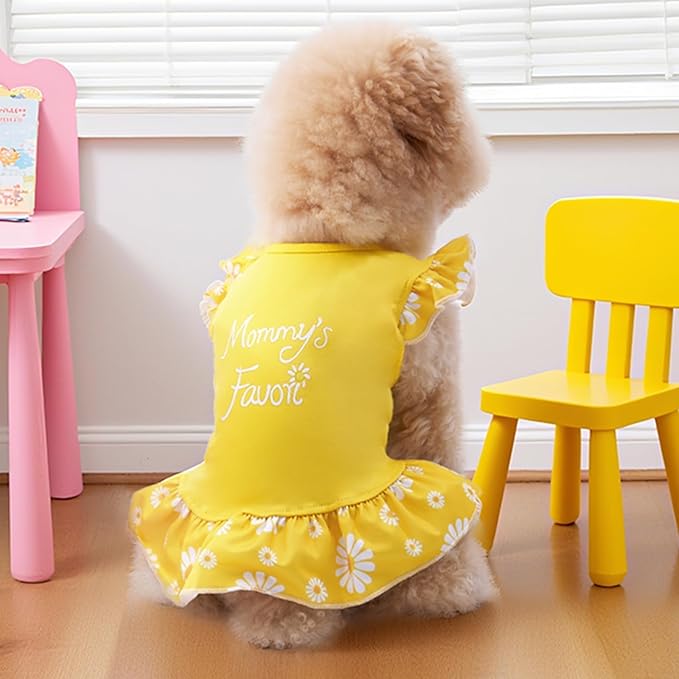 XPUDAC 4 Pack Dog Dress Girl Clothes for Small Dogs Girl Flower Dresses for Small Dogs Apparel Colorful Dog Clothes Female (XXS, 4 Flower)