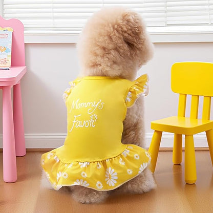 XPUDAC 4 Pack Dog Dress Girl Clothes for Small Dogs Girl Flower Dresses for Small Dogs Apparel Colorful Dog Clothes Female (XXS, 4 Flower)