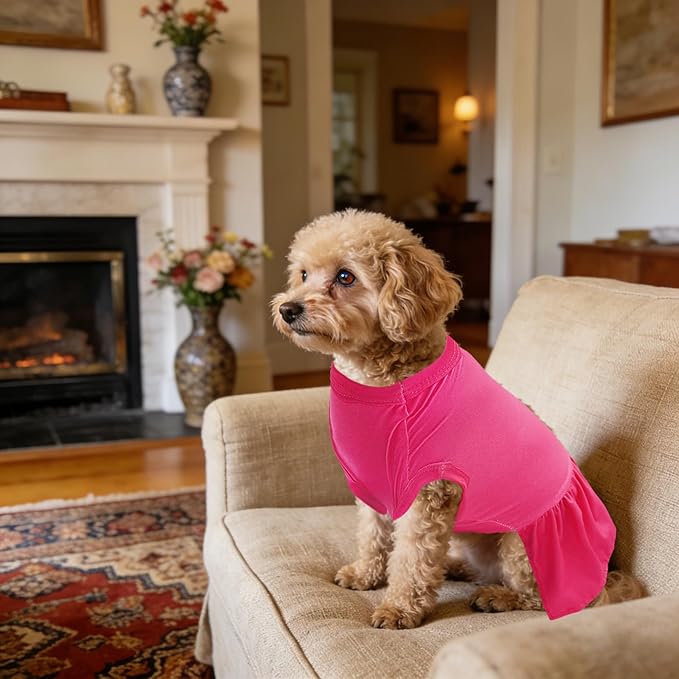 4PCS Big Dog Dresses Shirts Pink for XXL Large Dogs Girl Female Purple Red Skirts Spring Summer Clothes Pet Apparel Sundress Stretchable Lightweight Outfit