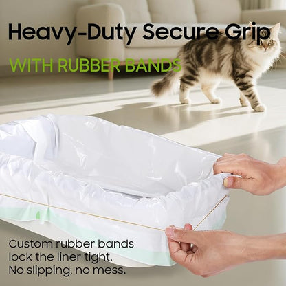 Cat Litter Box Liners [30 Count]-Large/Jumbo 37"x16"-Heavy Duty Scratch Resistance Drawstring Litter Bags-Dispenser Box No Tearing Needed-70% Recycled Ocean Plastic
