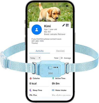 GPS Dog Collar, Wireless Pet Fence & GPS Pet Tracker Blue | GPS dog collar with app control, wireless pet fence, virtual boundaries, real-time tracking and activity monitoring，no fee.