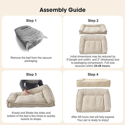 FURTIME XL Orthopedic Dog Beds Large Sized Dog, Extra Thick Supportive Comfort Pet Sofa, Ergonomic Slant Dog Couch with Removable Washable Cover, Ultra Soft Surface & Non-Slip Bottom, Beige, 42"