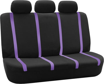 FH Group Car Seat Covers Full Set Cloth - Universal Fit Automotive Seat Covers, Low Back Front Seat Covers, Solid Back Seat Cover, Washable Car Seat Cover for SUV, Sedan and Van Purple