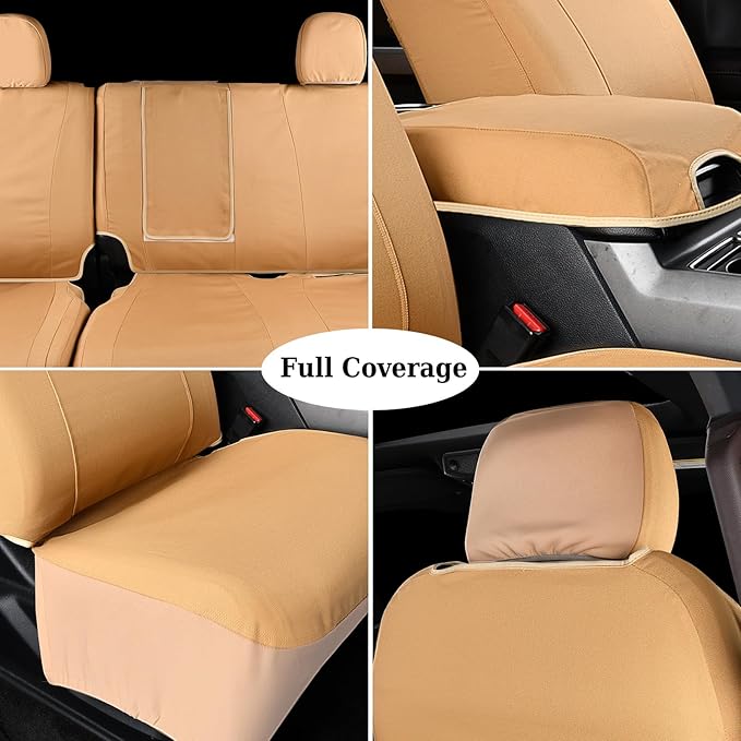 Coverado Front Seat Covers, Waterproof Canvas Seat Protector for Car Seat Cushions for Kids & Dogs, Seat Covers Compatible with 2015-2026 Ford F150 & 2017-2026 Ford F250 F350 F450(Yellow, 2PCS)