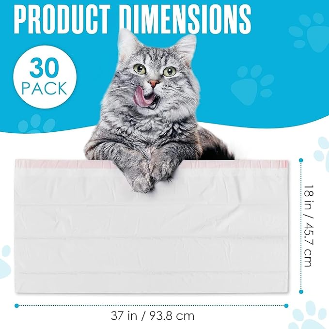 Houseables Cat Litter Bags, Cat Box Liners, Litter Box Liners, Litterbox Bags, 37" x 18" 30 Pack, For Kitty Pan, Jumbo, Large, Heavy Duty, Poop Holder, Waste, Disposable, Unscented, w/Drawstring