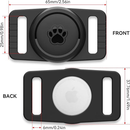 GOCII for Airtag Dog Collar Holder 2 Pack,Waterproof Dog Collar Holder for Apple AirTag(Gen 1 & 2),Silicone Air Tags Case for Dog Collars(Black)