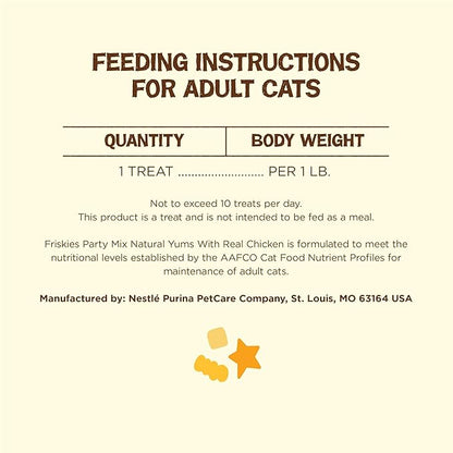 Purina Friskies Natural Cat Treats, Party Mix Natural Yums With Real Chicken & Vitamins, Minerals & Nutrients - (Pack of 6) 6 oz. Pouches