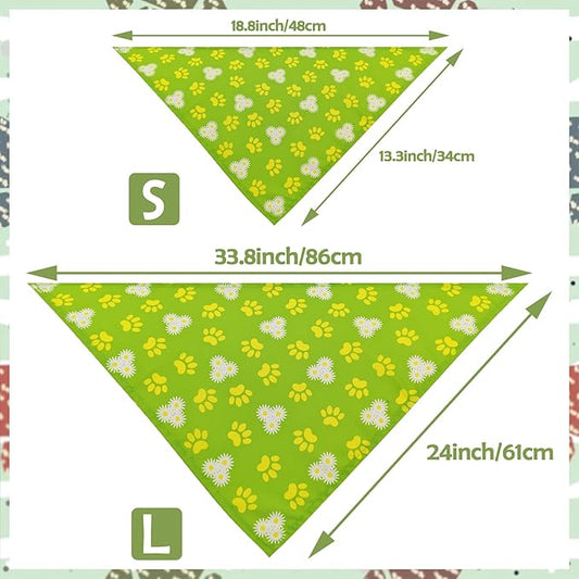 7 PCS Paw Print Dog Bandanas for Small Dog Stitching Edge Dogs Bandana for Puppy Doggy Print One Side Scarves Party Grooming S