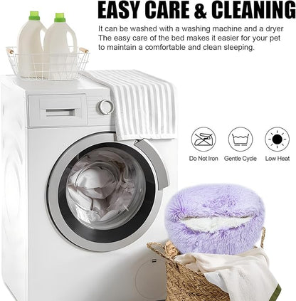 FORMYCATIE Cat Beds for Indoor Cats,Cat Cave for Puppy and Kitty,Calming Small Dog Bed for Small Dogs with Cover Cave,Cozy Warming Fluffy Washable Anti-Slip Pet Sleeping Bag(24 * 24inch,Purple)