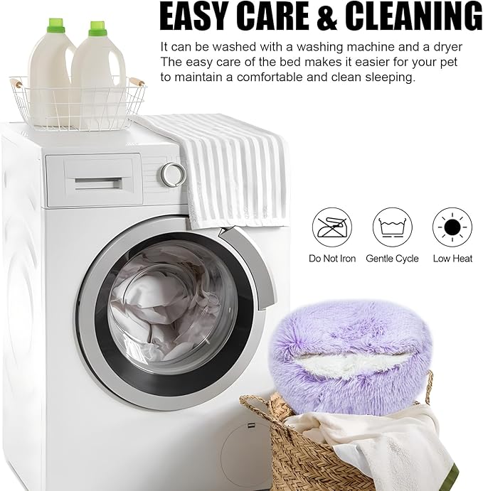 FORMYCATIE Cat Beds for Indoor Cats,Cat Cave for Puppy and Kitty,Calming Small Dog Bed for Small Dogs with Cover Cave,Cozy Warming Fluffy Washable Anti-Slip Pet Sleeping Bag(20 * 20inch,Purple)