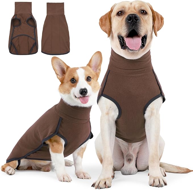 JOHNBOLIN Dog Winter Sweater Vest - Windproof Warm Pullover with High Collar & Leash Hole, Soft Onesie Pajamas for Cold Weather - Pet Apparel for Small/Medium/Large Dogs Indoor/Outdoor Hiking Sleep