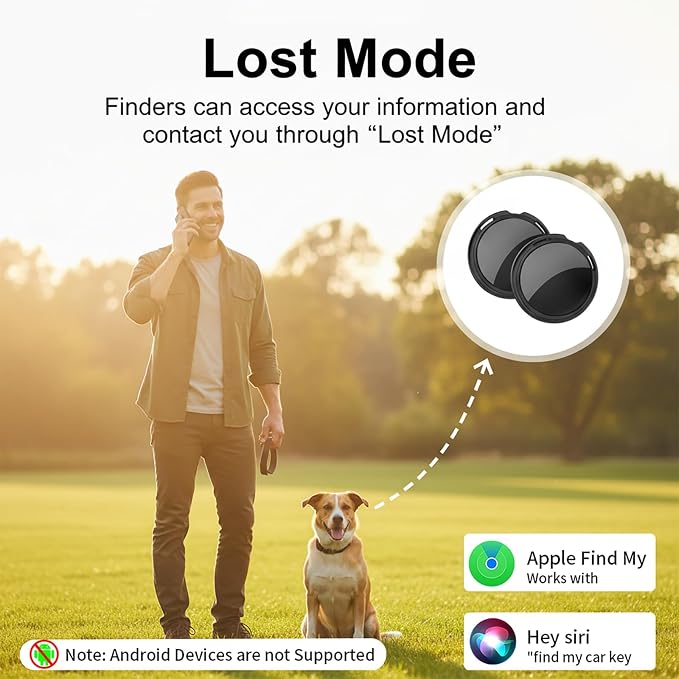 2 Pack GPS Tracker for Vehicles for Apple Find My iOS Only No Monthly Fee | Mini Car Tracker With Magnetic Case Supports Hidden Vehicle Tracking No Subscription No SIM Global for Cars Pets Kids