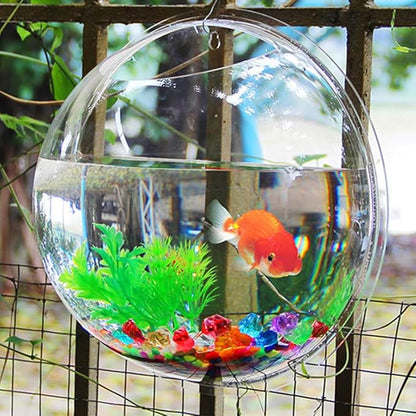 Alipis Transparent Creative Wall Mounted Fish Tank Acrylic Fish Bowl Hanging Aquarium for Home Decor 6.7 Inch Space Saving Wall Aquarium Suitable for Betta and Air Plants
