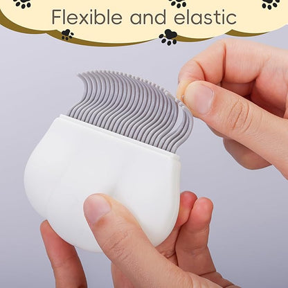 2-in-1 Pet Hair Removal Massaging Shell Comb, Soft Deshedding Brush for Cats & Dogs, Gentle Grooming Tool for Mats & Tangles (White)
