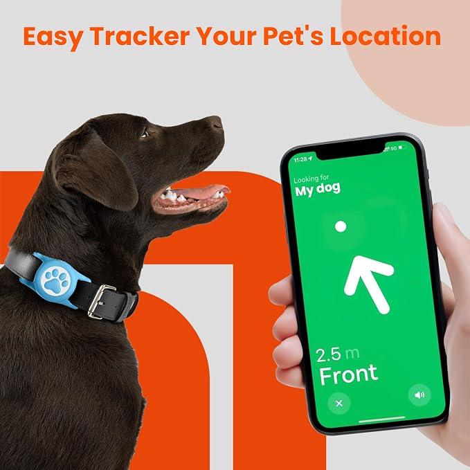 Waterproof Airtag Dog Collar Holder for Apple Air Tag, Silicone Dog Airtag Holder for Dogs & Cat Collars(Blue)