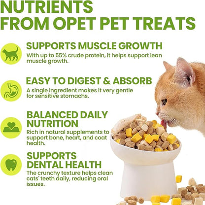OPET Freeze Dried Cat Treats - Single Ingredient High Protein Pet Food, Healthy Training Snacks, Freeze Dried Food Toppers for Cats and Dogs, Grain Free (1.1 LB, Variety Chicken)