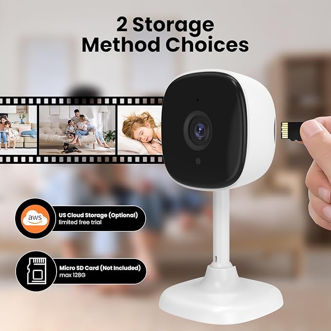 AMOROM Indoor Home Security Camera for Baby Monitor1080P WiFi Camera with Privacy Mode2-Way TalkNight VisionMotion DetectionCloud& Micro SD Card StorageAlexa&Google Home Compatible(Wired) AM-C1-04