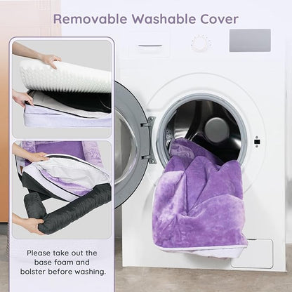 BELLA & PAL Orthopedic Dog Sofa Bed for Medium/Large Dogs – No Assembly Needed, Egg-Crate Foam Dog Couch with Waterproof Liner, Washable Removable Cover, Non-Slip, 28x23x6.5Inch, Purple