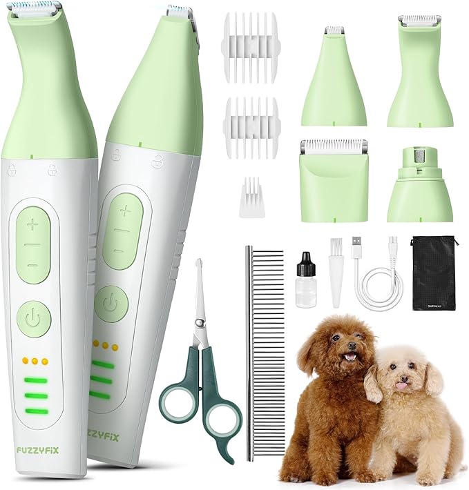 Dog Grooming Kit, 4 in 1 Pet Clippers for Grooming Supplies, Cordless Dog Paw Trimmer Nail Grinder, Professional Long Hair Shaver for Matted Hair Cat Small Dogs Thick Coats