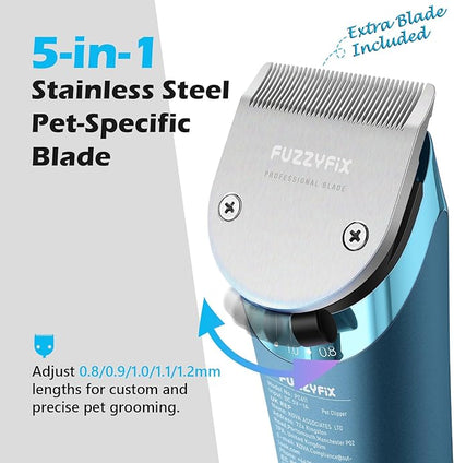 Professional Dog Grooming Clipper with Replacement Blade, 5-in-1 Adjustable A5 Blade Cordless Pet Grooming Kit 2 Speed Trimmer Hair Shaver with Detachable Metal Combs Nova for Animal Horse