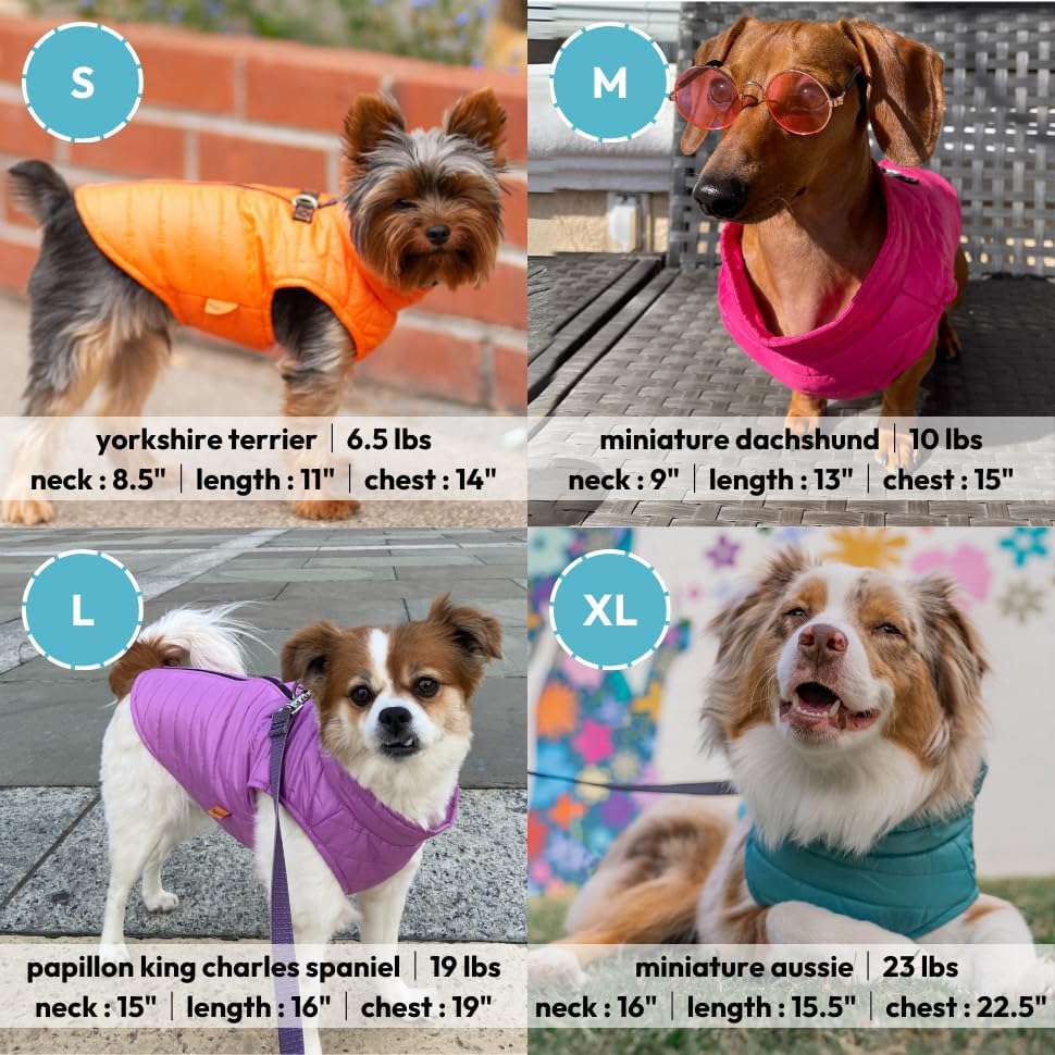 Gooby Puffer Vest Dog Jacket, Turquoise, Medium