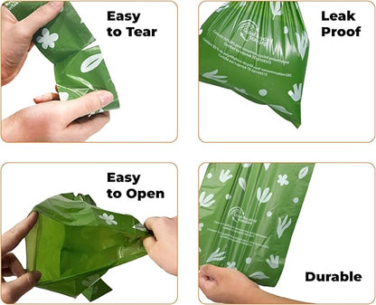 Best Pet Supplies Dog Poop Bags for Waste Refuse Cleanup, Doggy Roll Replacements for Outdoor Puppy Walking and Travel, Leak Proof and Tear Resistant, Thick Plastic - Green (Unscented), 600 Count