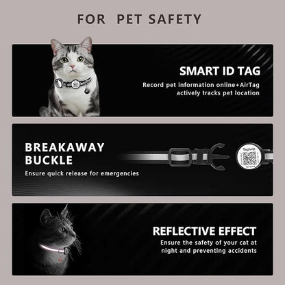 3 Pack-Waterproof Airtag Holder Cat Collar - Lightweight Kitten Collar for Apple Air Tag, Smart ID Tag - Solid & Safe, Reflective, Breakaway with Transparent Holder for GPS Tracker (3-Pack A)