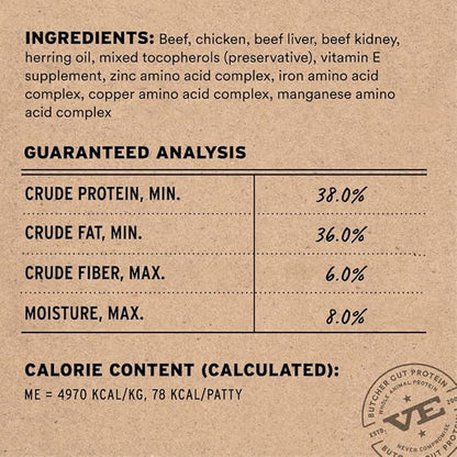 Vital Essentials Freeze Dried Cat Food, Raw Beef & Chicken Mini Patties | Complete Meal or Topper | Easy to Portion and Rehydrate | High Protein, Grain Free Dry Cat Food | 15 oz Bag