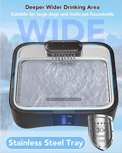 UPSKY Cat Water Fountain, 2.25Gal Large Capacity for Multi-Pet Homes | Ultra Quiet 304 Stainless Steel, Anti-Clog Pump with 4 Filters, Non-Slip Mat Included, Easy to Clean, Smart LED & Anti-Dry