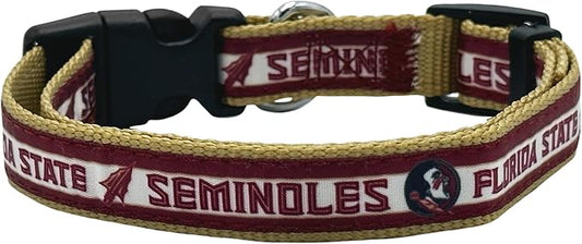 Pets First Collegiate PET Collar New Version Florida State Seminoles Dog Collar, Size Large. Best Sports Team Color for Dogs & Cats. A Shiny & Colorful Dog & Cat Collar Licensed by The NCAA