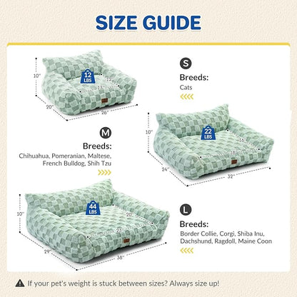ABCPET Cat Bed Cat Couch for Puppy and Kitten, Fluffy Pet Sofas Medium Dog Sofa Bed, Supportive Cats Sofa for Indoor Cats, Washable Cover & Non-Slip, 32 inch, Green
